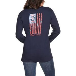 ariat rebar cotton strong southwest grapic long sleeve navy womens 1X